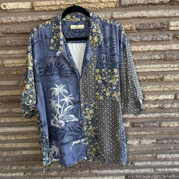 Tommy Bahama Men's Vintage Hawaiian Patchwork 100% Silk Loop Collar Shirt XXL - Picture 5 of 11